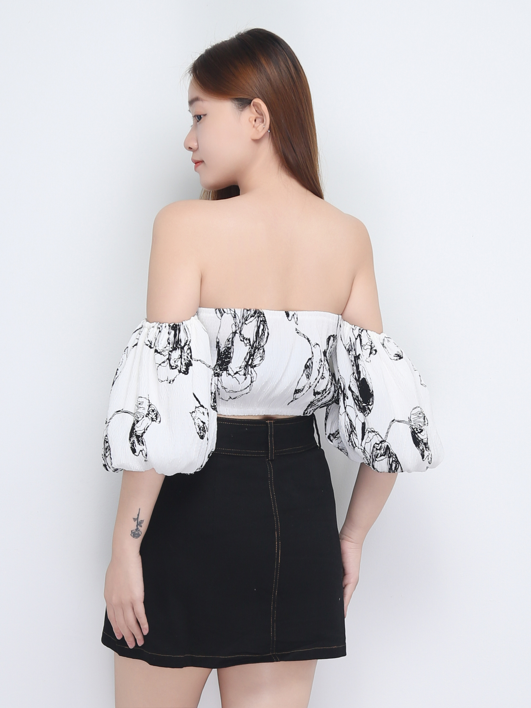 Floral Off Shoulder Puff Sleeve Top 22535