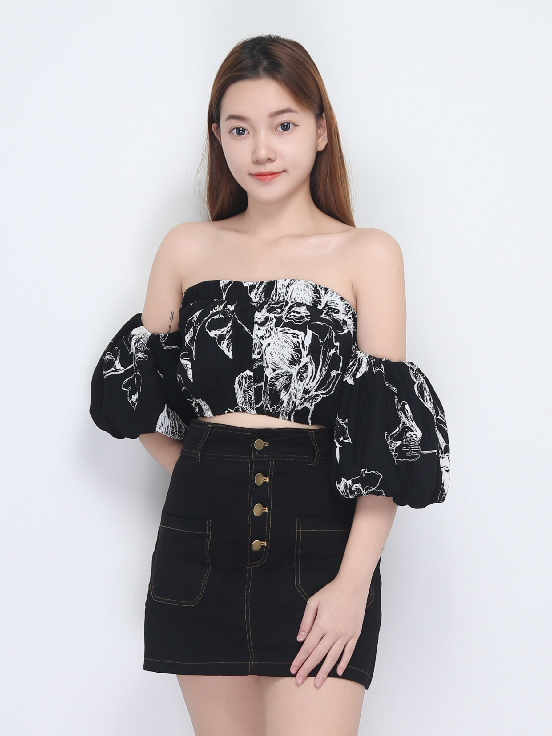 Floral Off Shoulder Puff Sleeve Top 22535