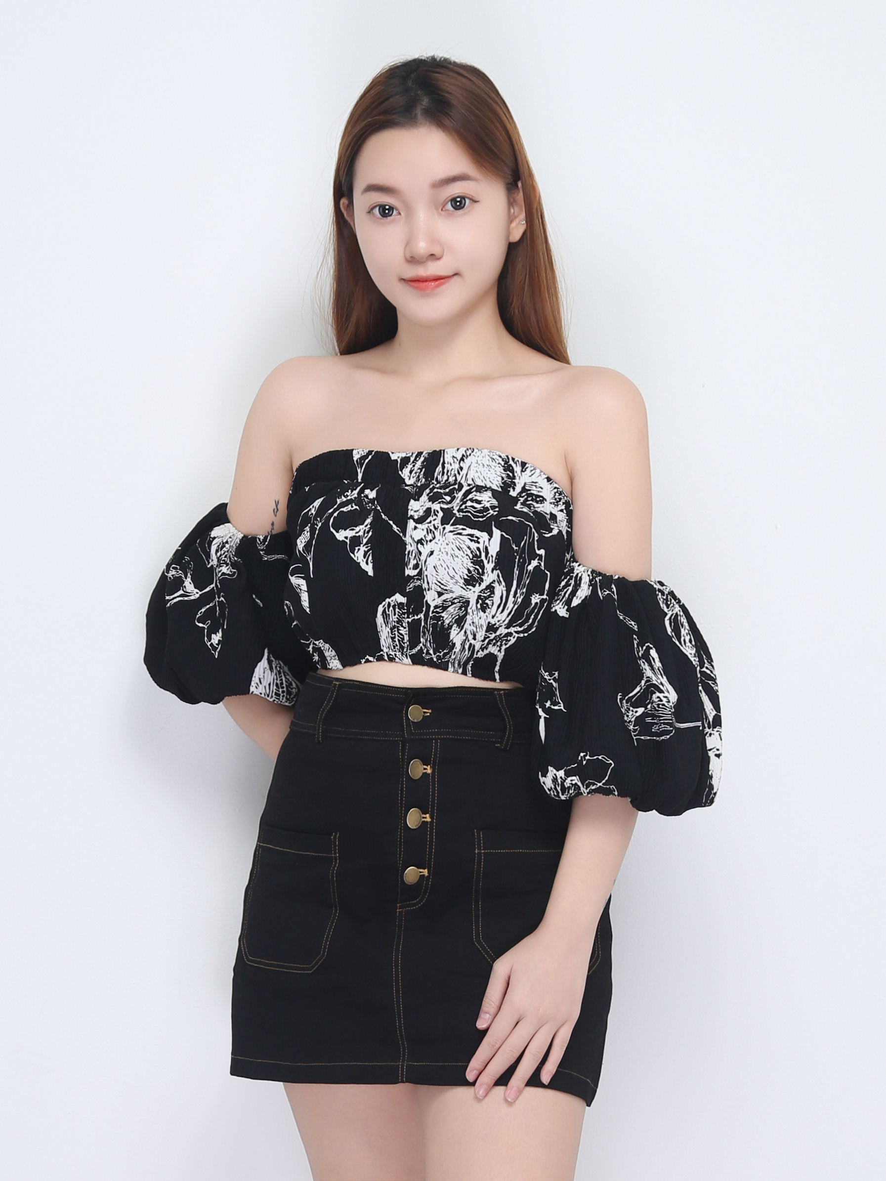 Floral Off Shoulder Puff Sleeve Top 22535