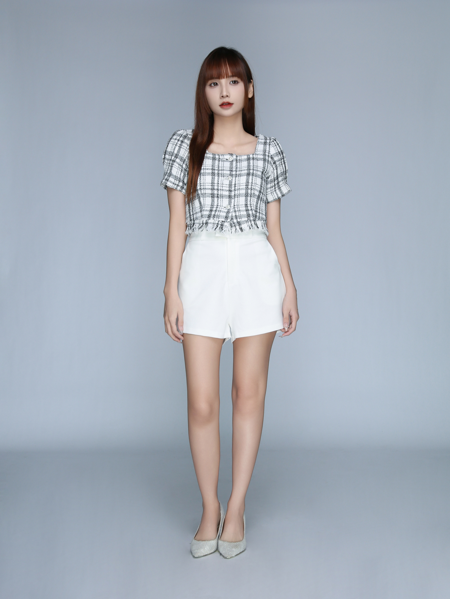 Chanel Style Front Decorative Button Tassel Top 22539