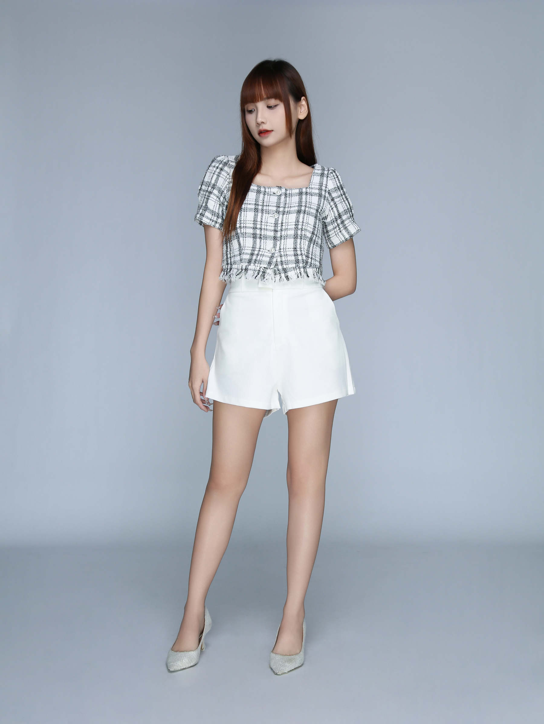 Chanel Style Front Decorative Button Tassel Top 22539