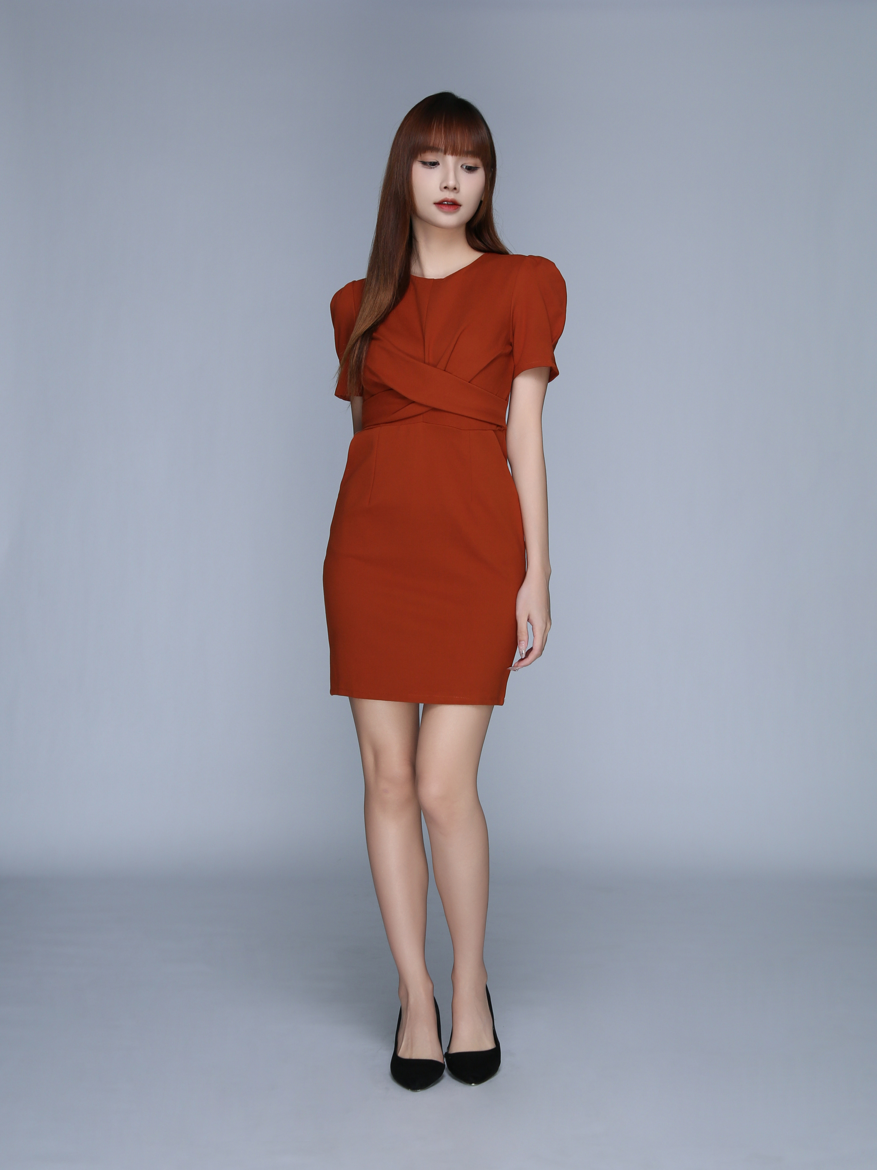 Short Sleeve Cross Strap Dress 22549