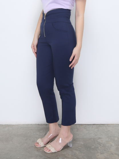 High Waist Front Zip Long Pants 22552