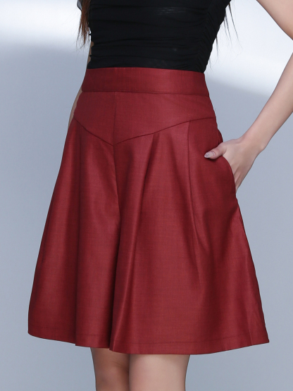 High Waist Front Button Pleaated Short Pant 22573