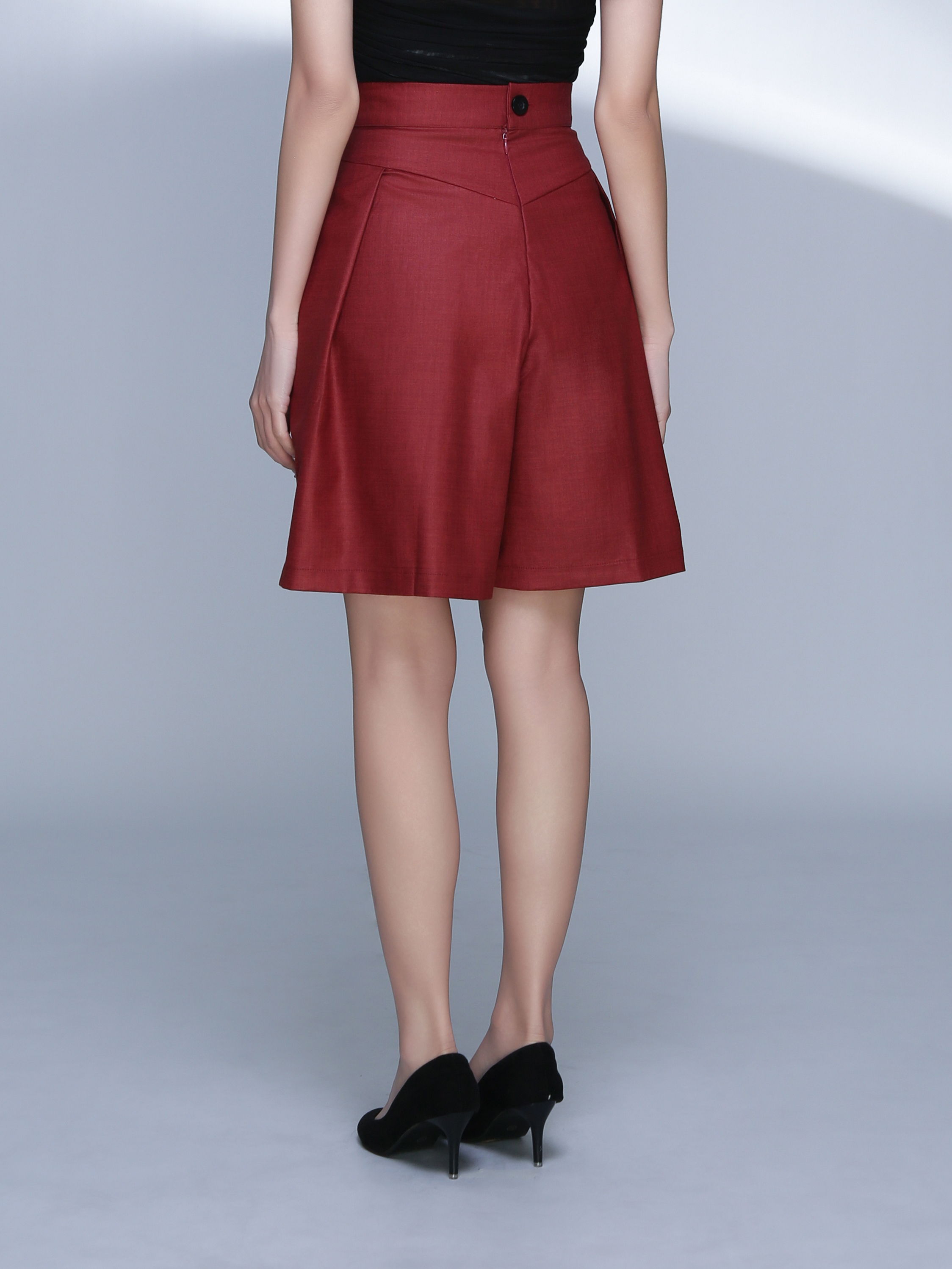 High Waist Front Button Pleaated Short Pant 22573