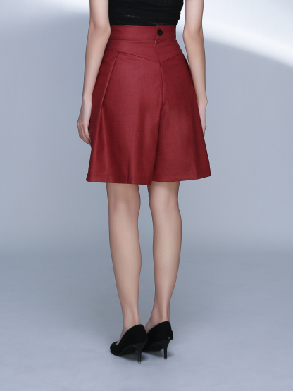 High Waist Front Button Pleaated Short Pant 22573