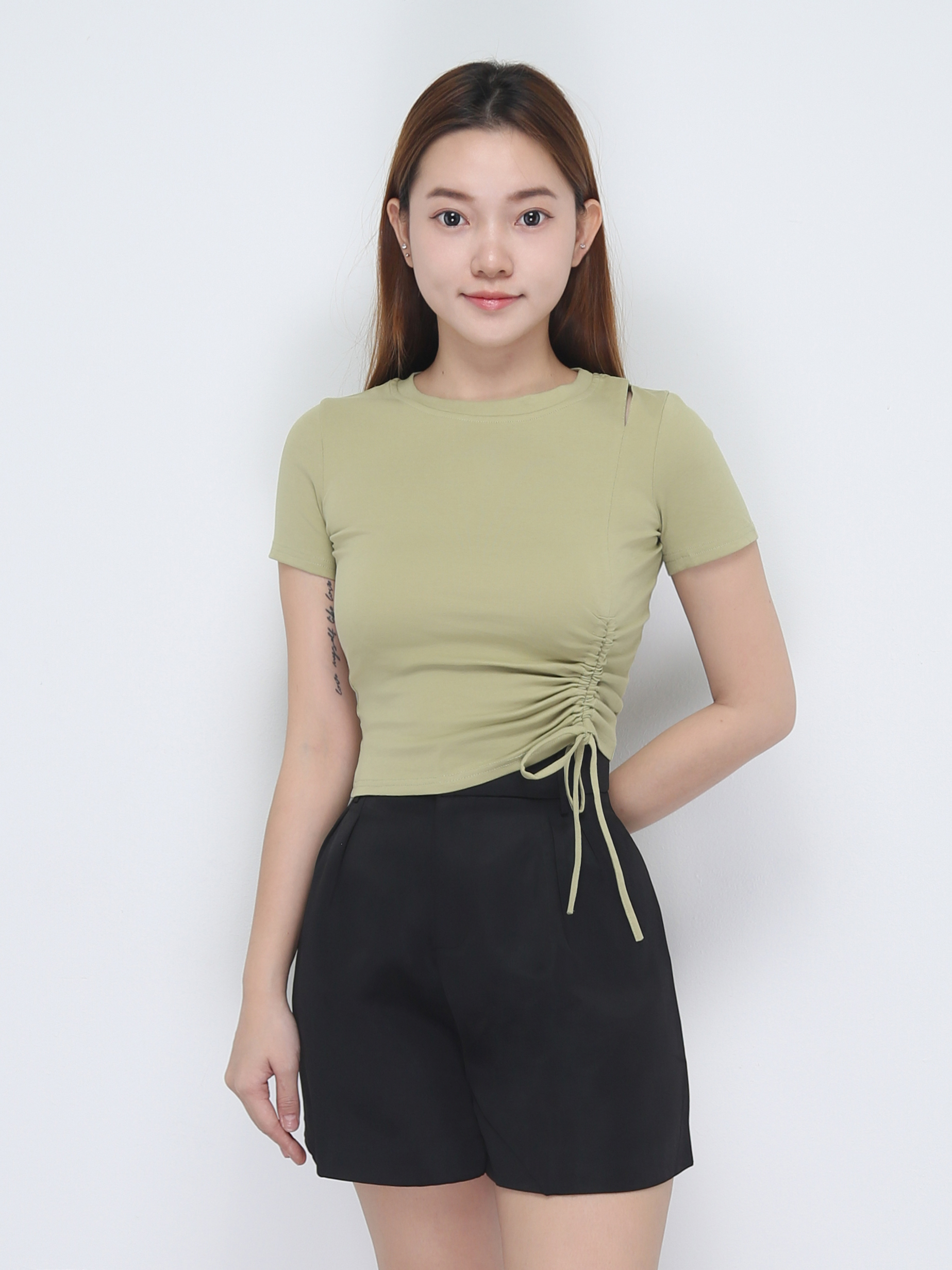 Short Sleeve Adjustable Waist Top 22580