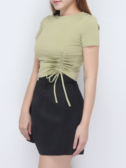 Short Sleeve Adjustable Waist Top 22580
