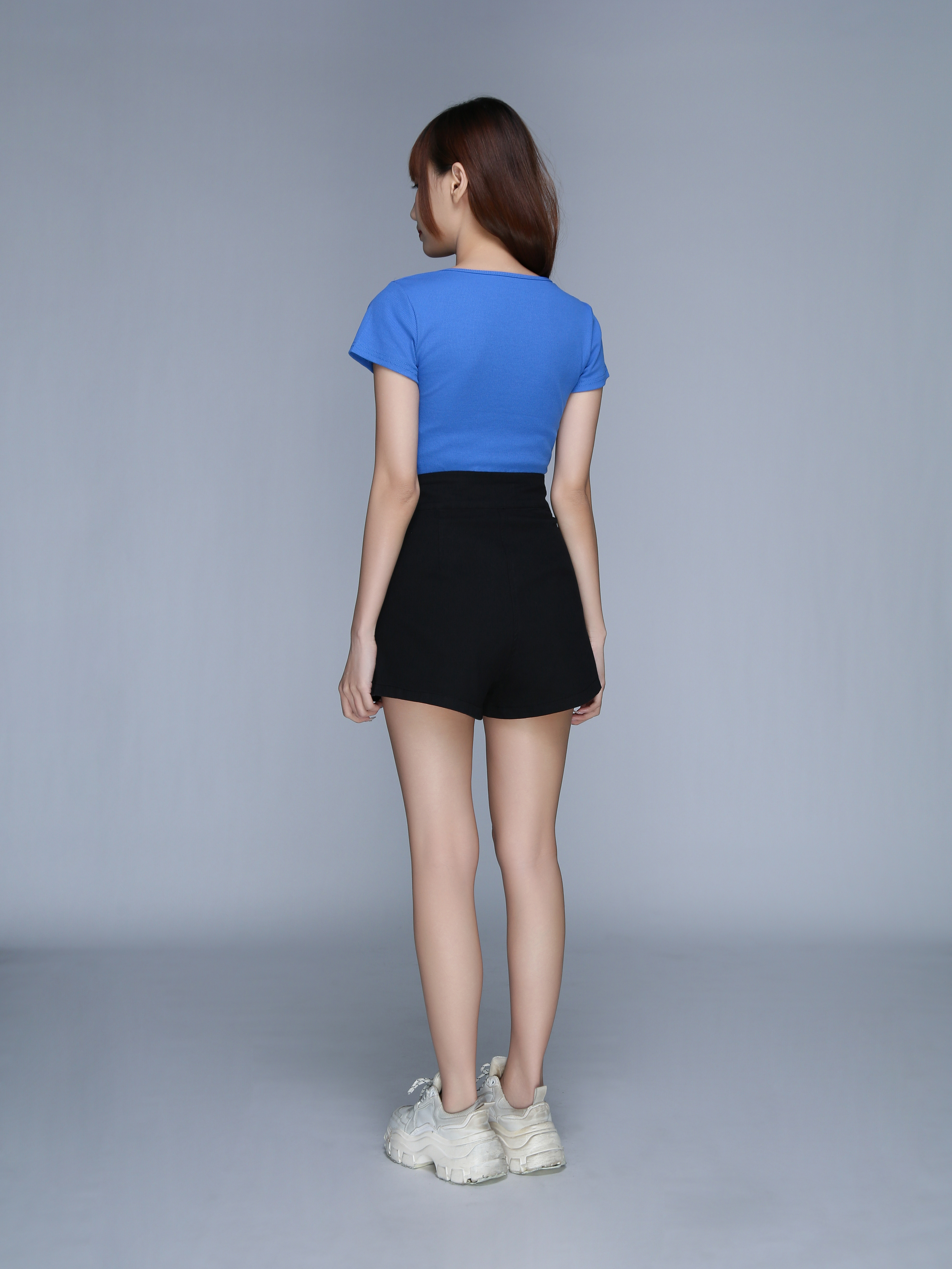 High Waist Front Button And Pocket Short Pant 22587