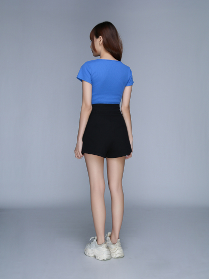 High Waist Front Button And Pocket Short Pant 22587