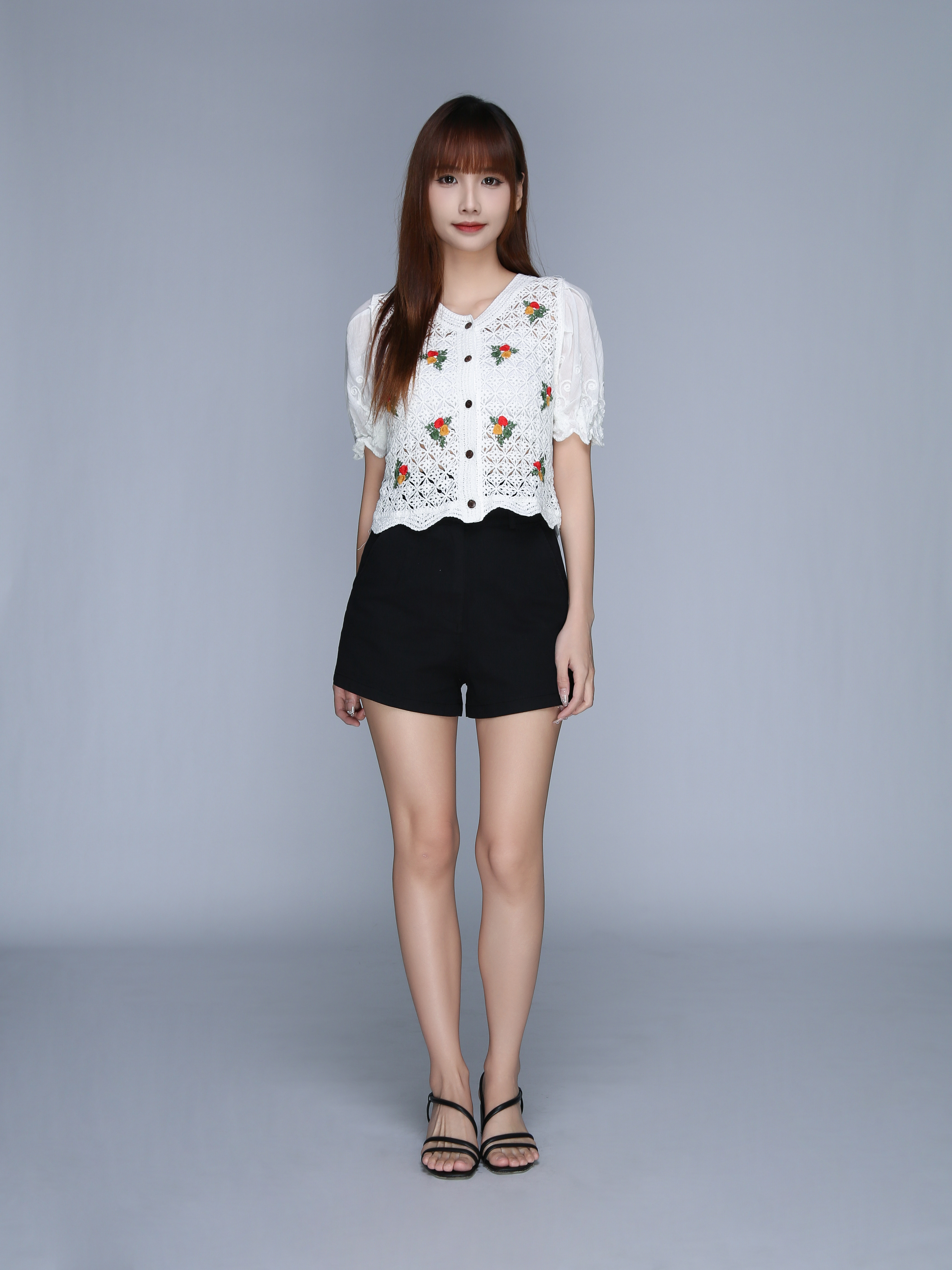 Long Sleeve Front Button Top 22606