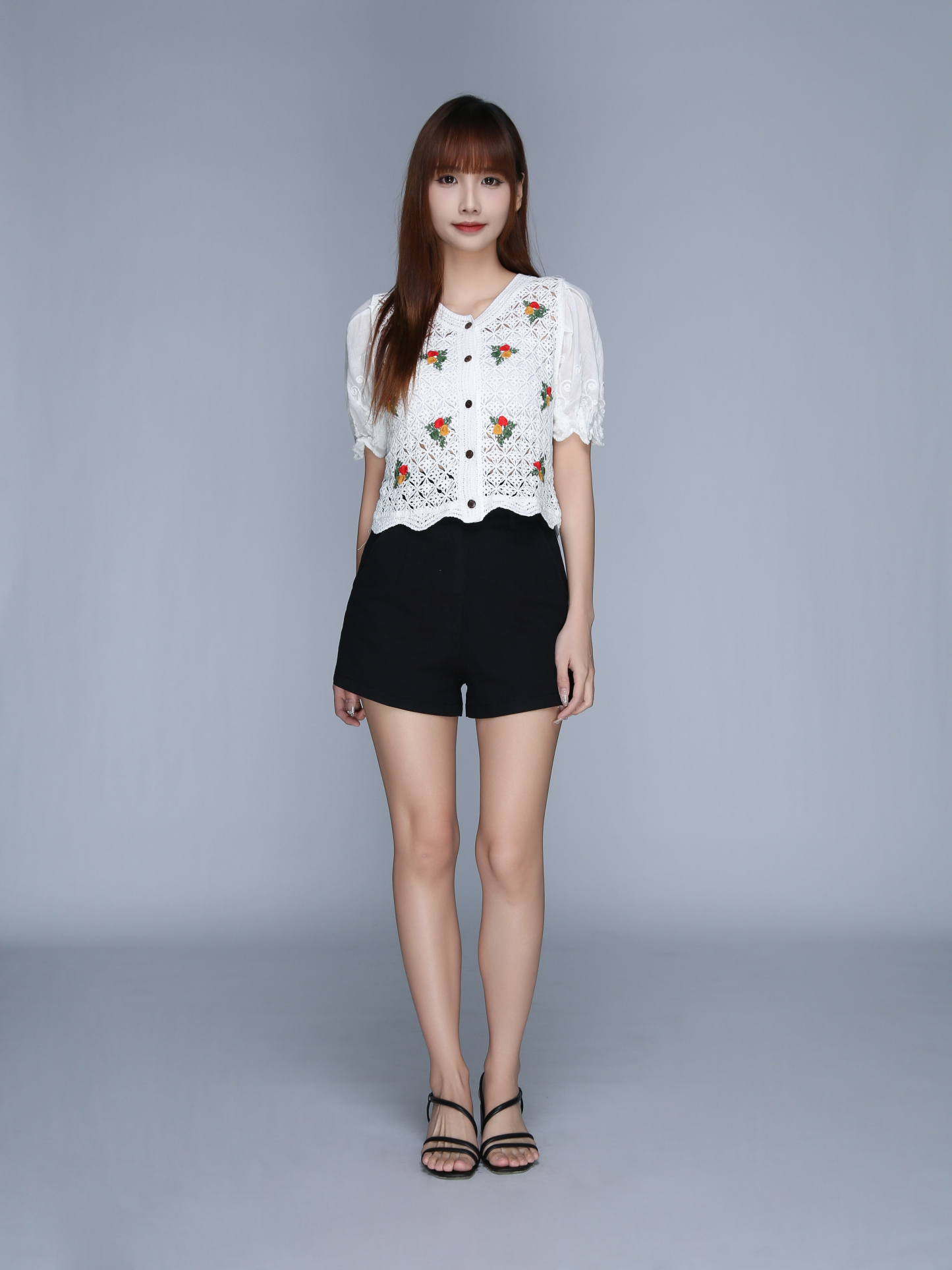 Long Sleeve Front Button Top 22606