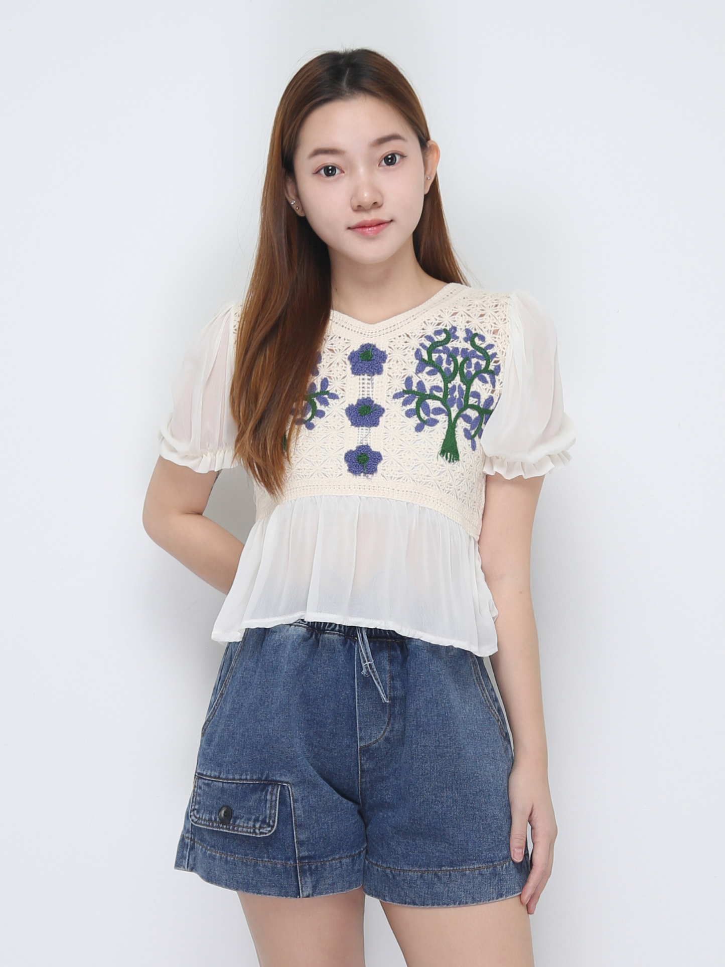 Long Puff Sleeve Top 22607