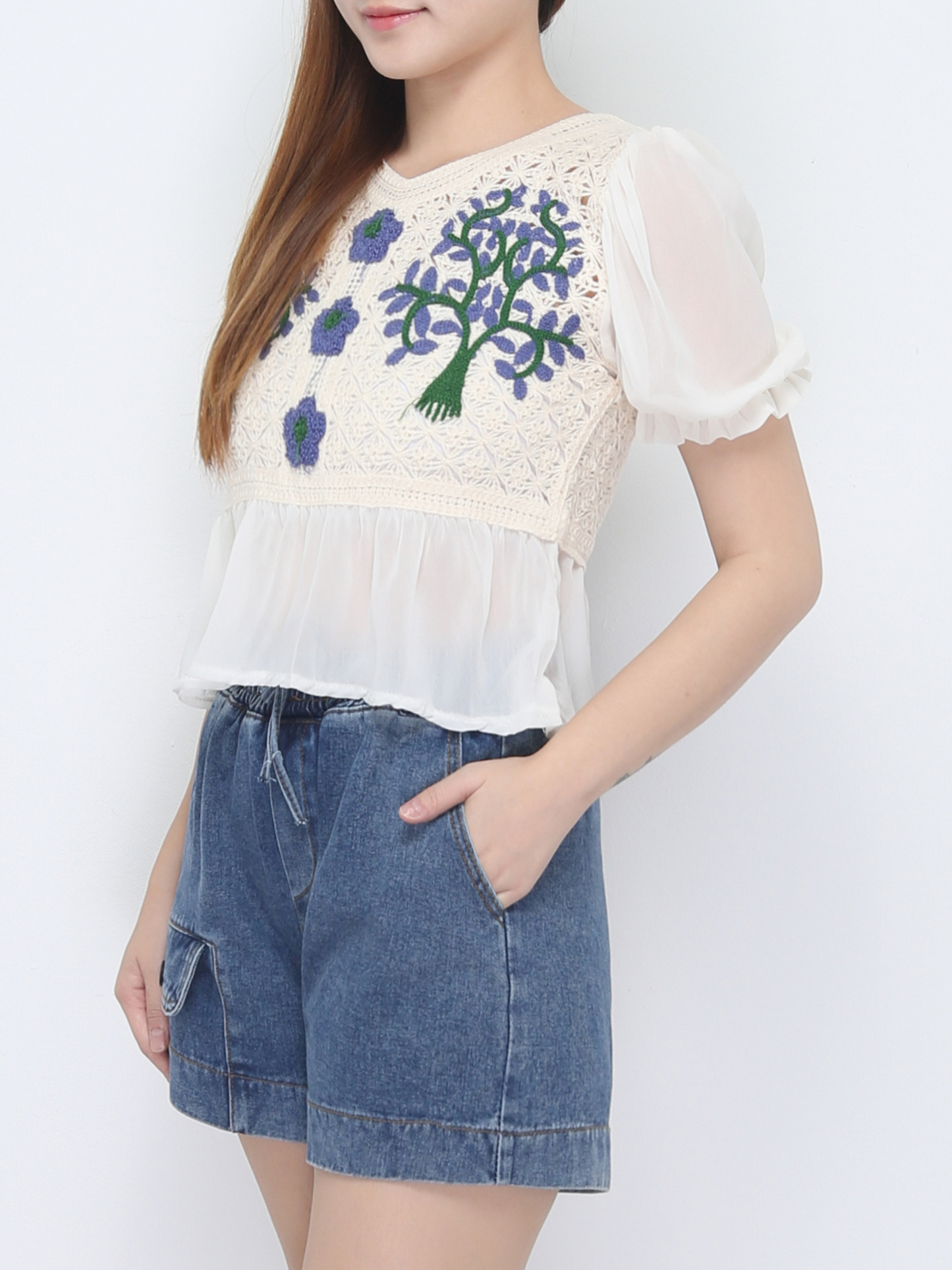 Long Puff Sleeve Top 22607