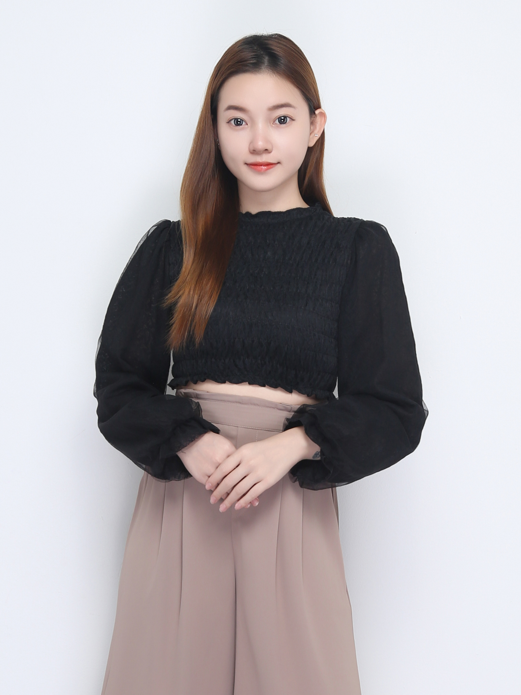 Long Sleeve Pleated Top 22616