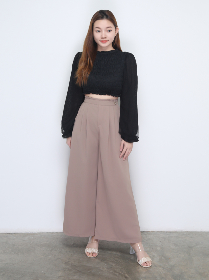 Long Sleeve Pleated Top 22616