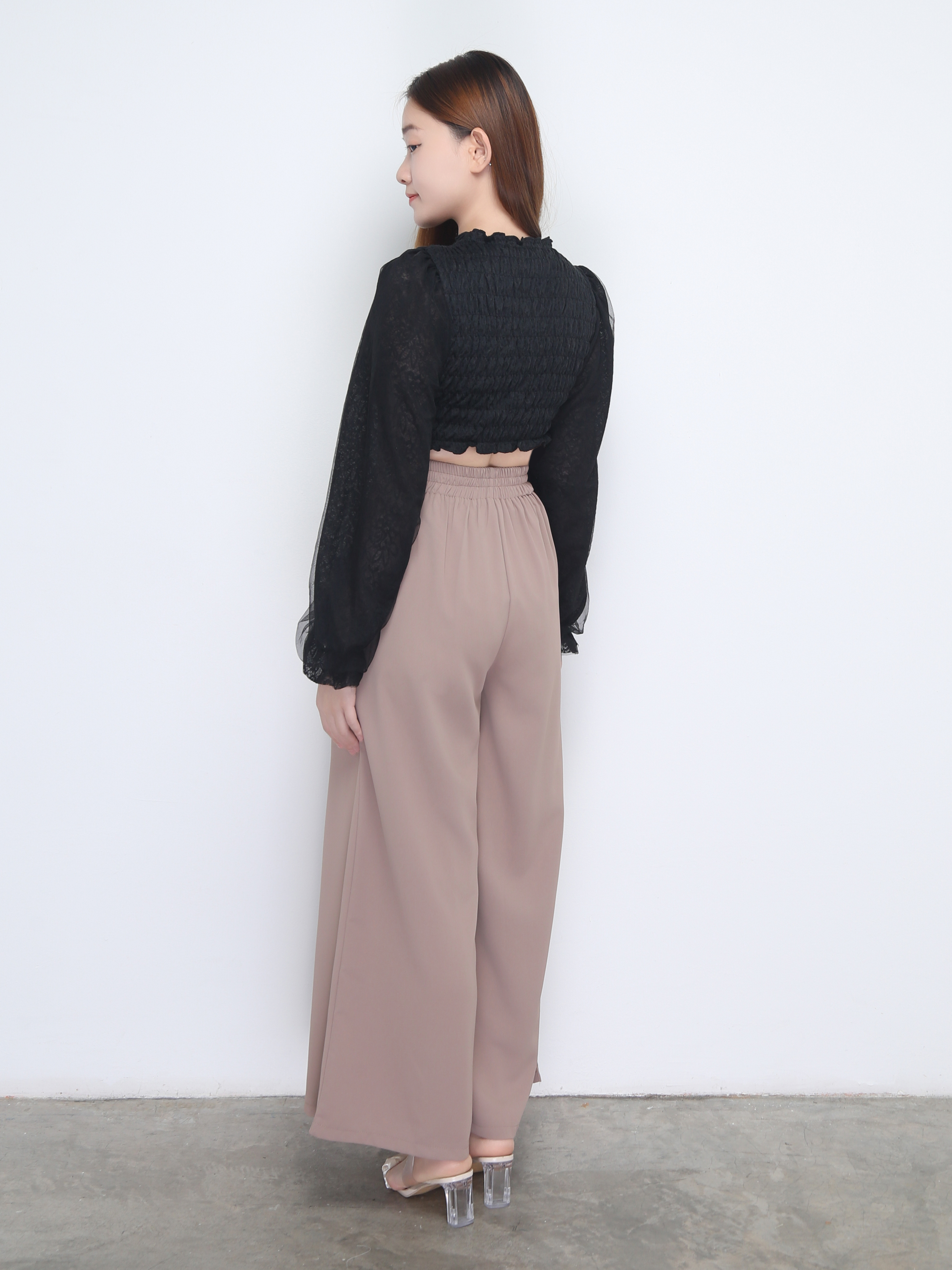 Long Sleeve Pleated Top 22616