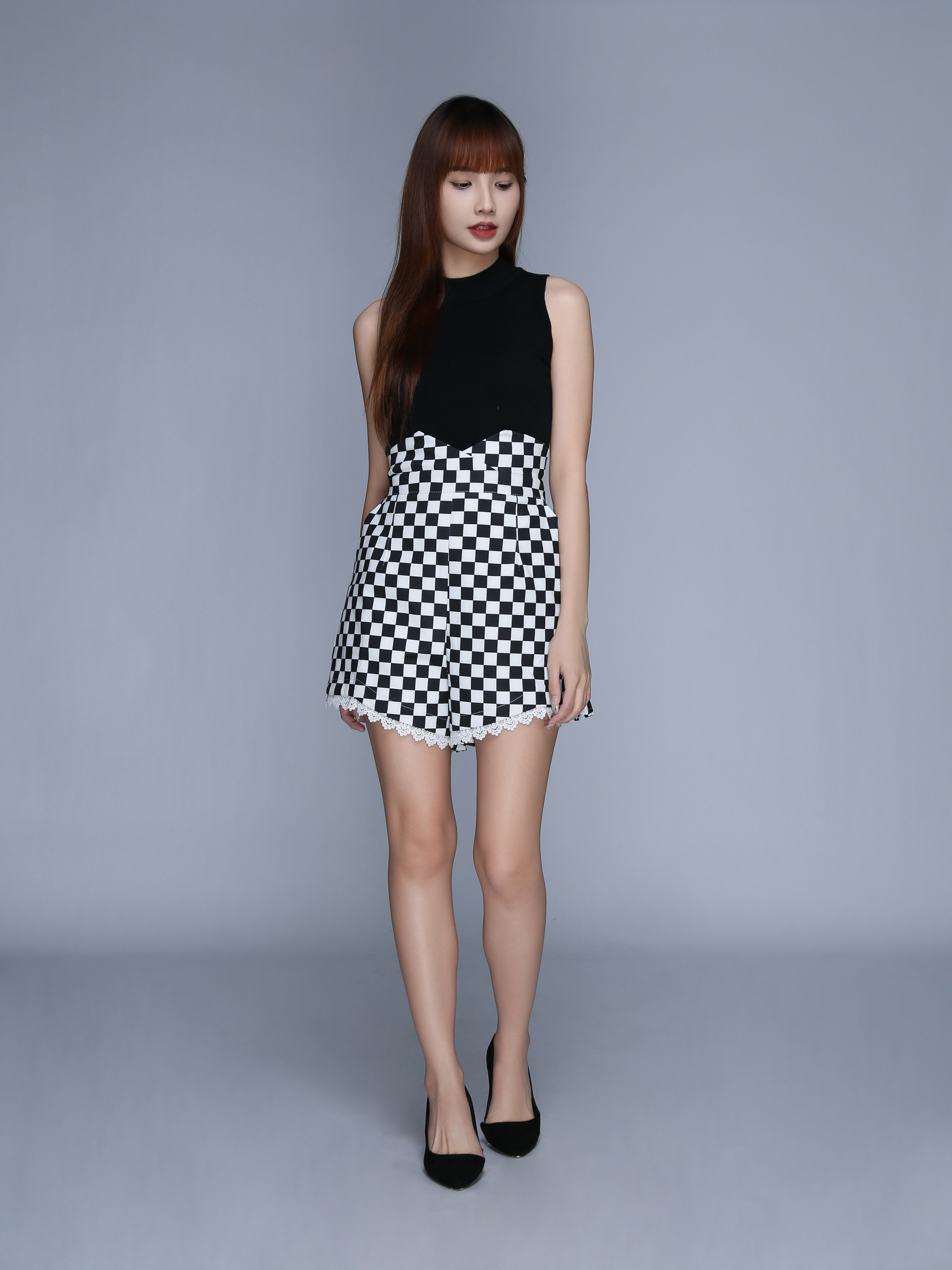 High Waist Side Pocket With Lace Short Pants 22942