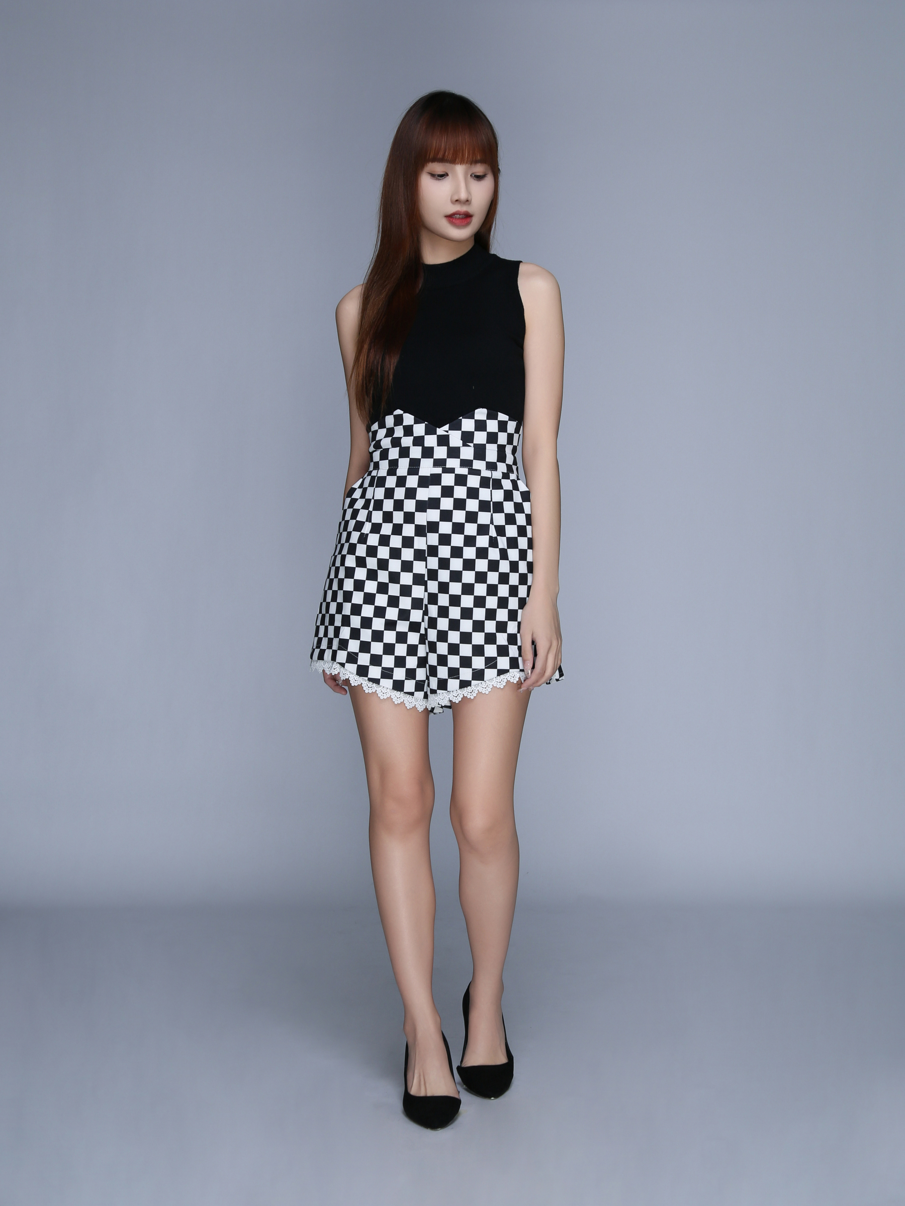 High Waist Side Pocket With Lace Short Pants 22942