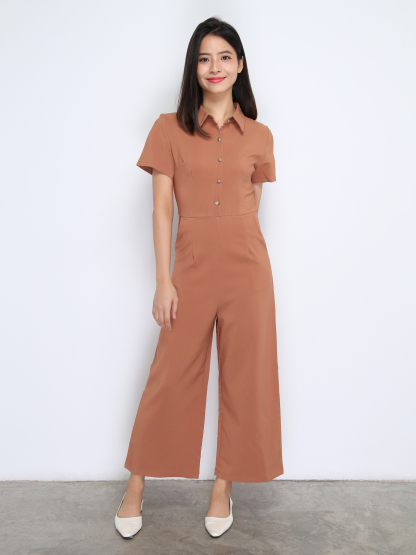 Short Sleeve Front Button Jumpsuit 22618