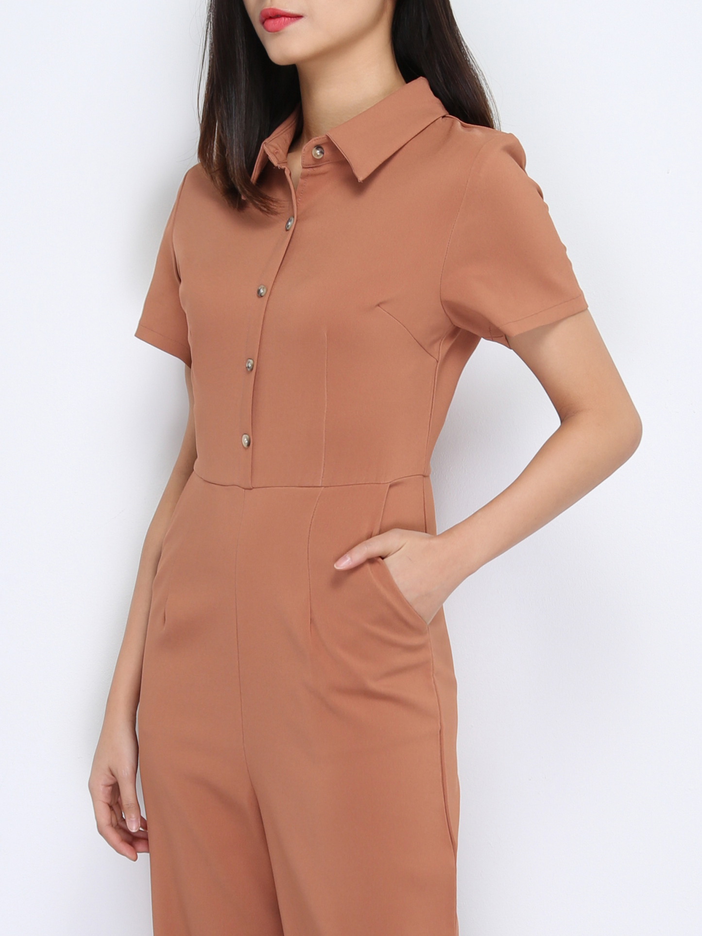 Short Sleeve Front Button Jumpsuit 22618