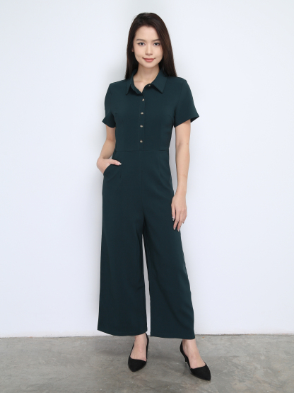 Short Sleeve Front Button Jumpsuit 22618