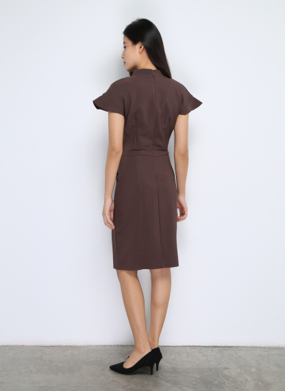 Cap Sleeve Back Zip Front Button Dress 22619