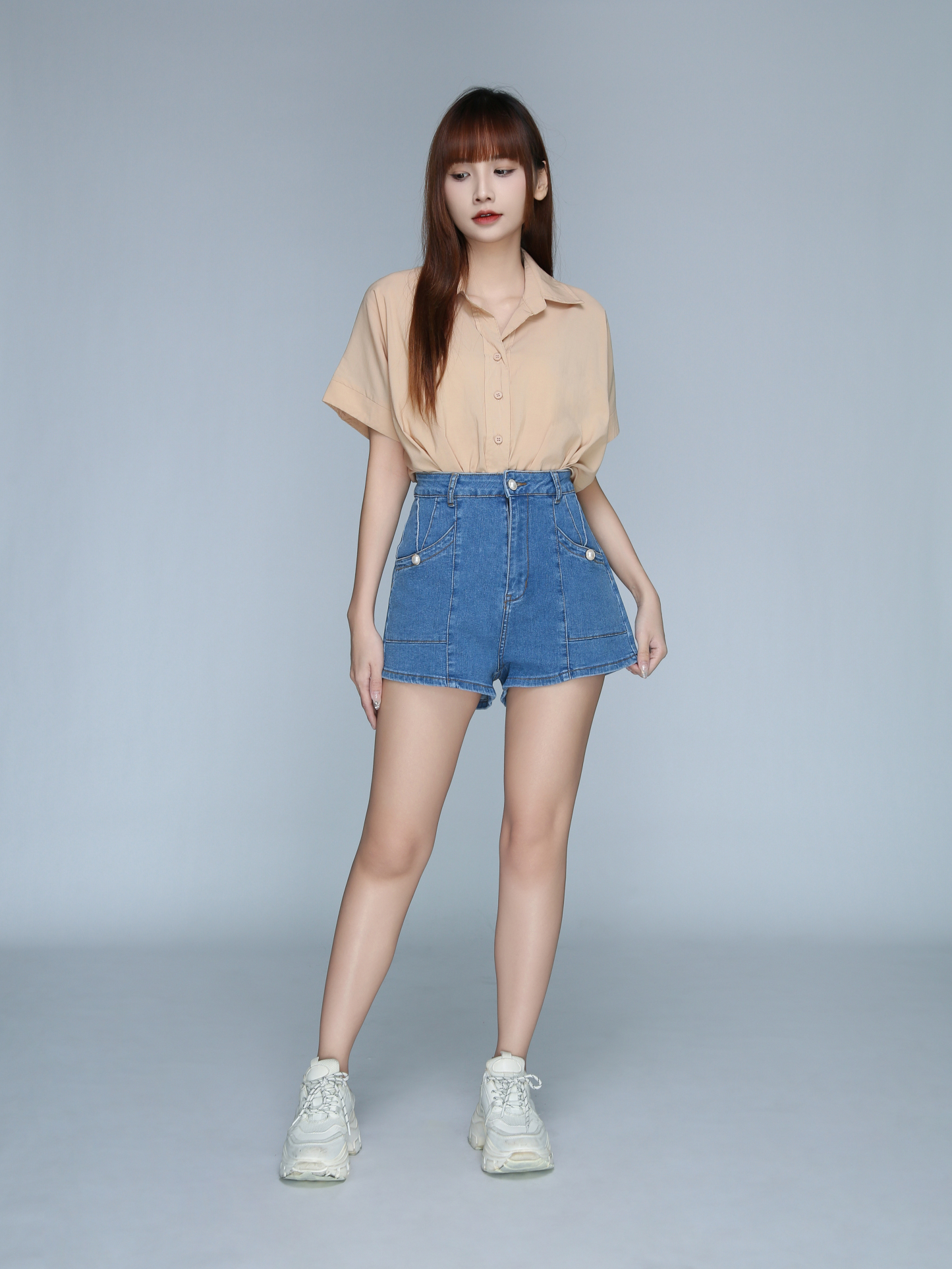Short Sleeve Johnny Collar Top 22631