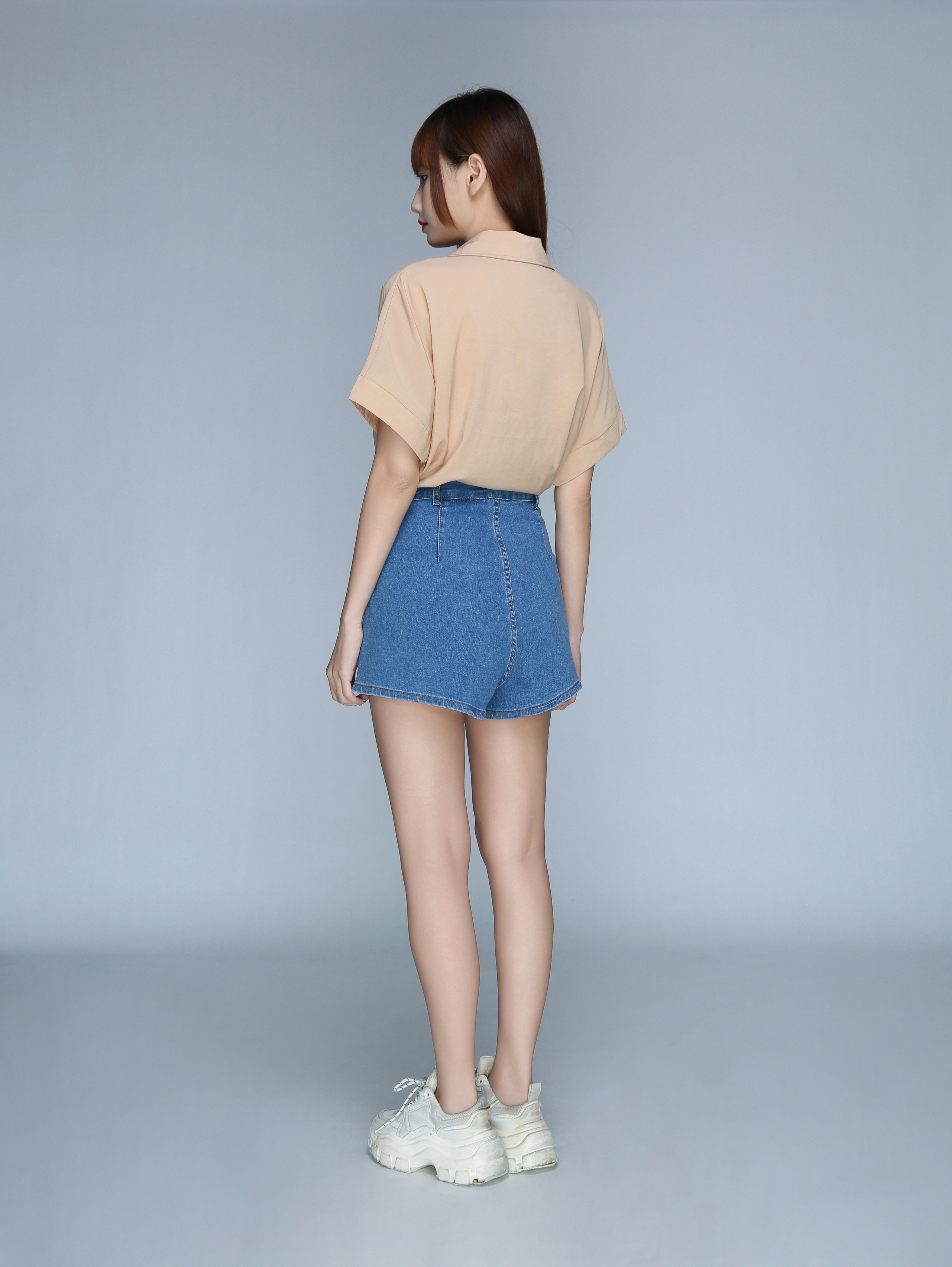 Short Sleeve Johnny Collar Top 22631