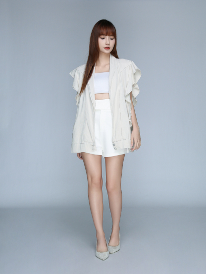 Ruffles Sleeveless Outerwear 22632