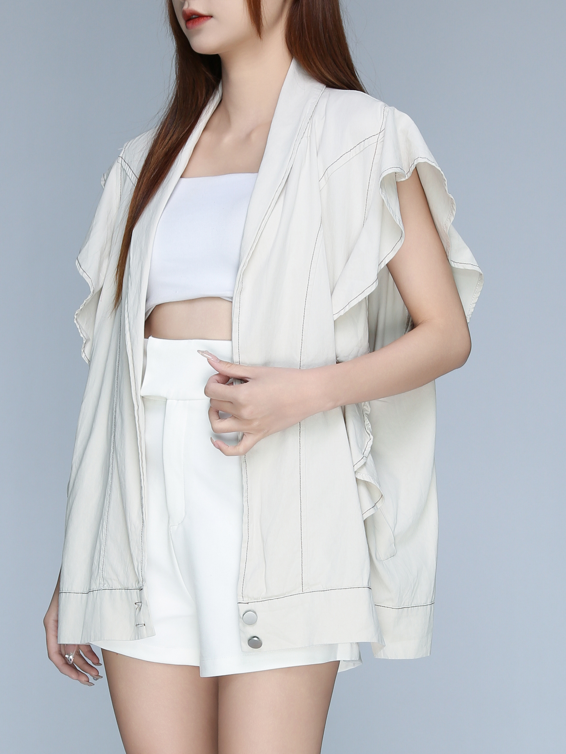 Ruffles Sleeveless Outerwear 22632