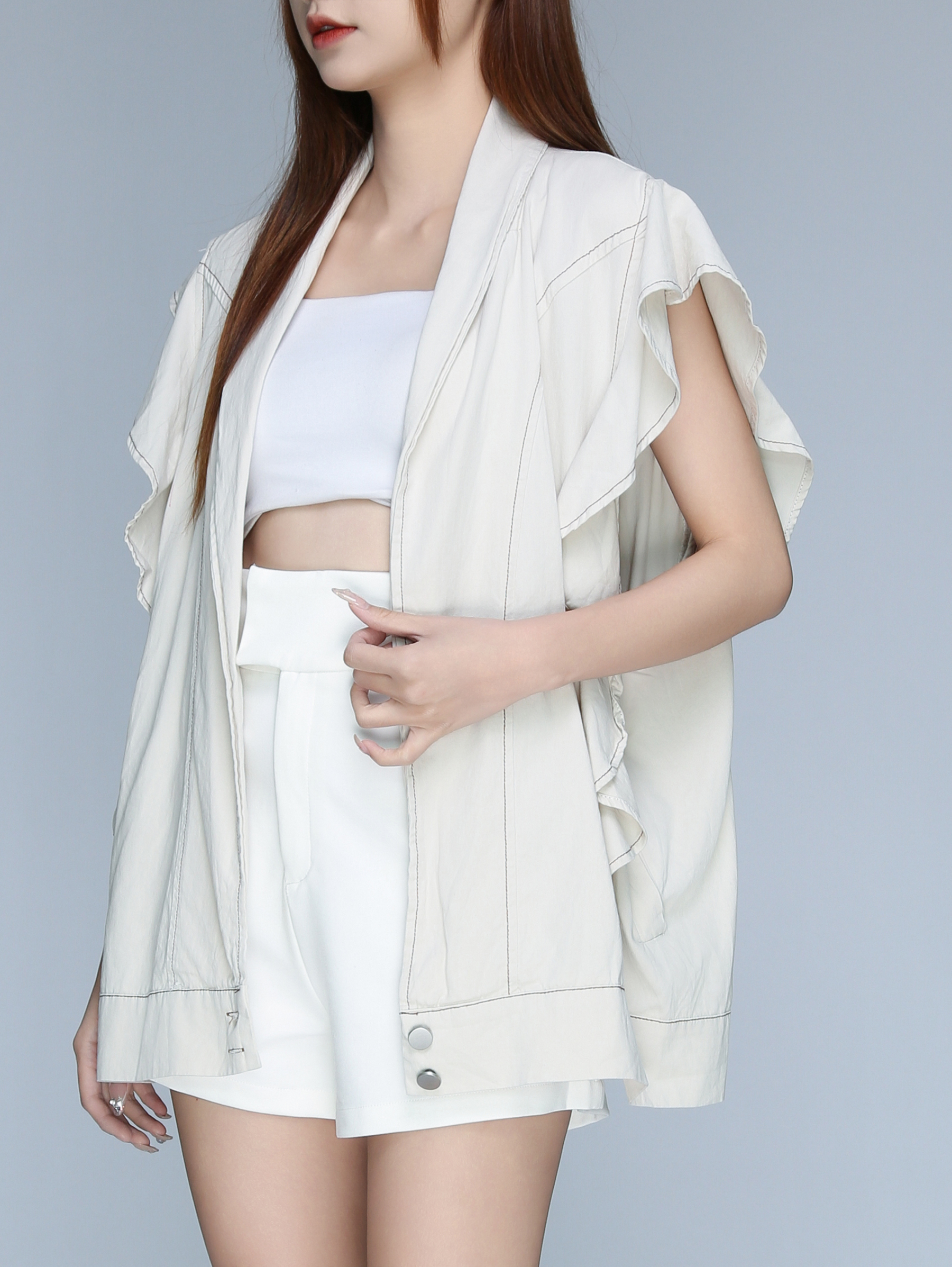 Ruffles Sleeveless Outerwear 22632