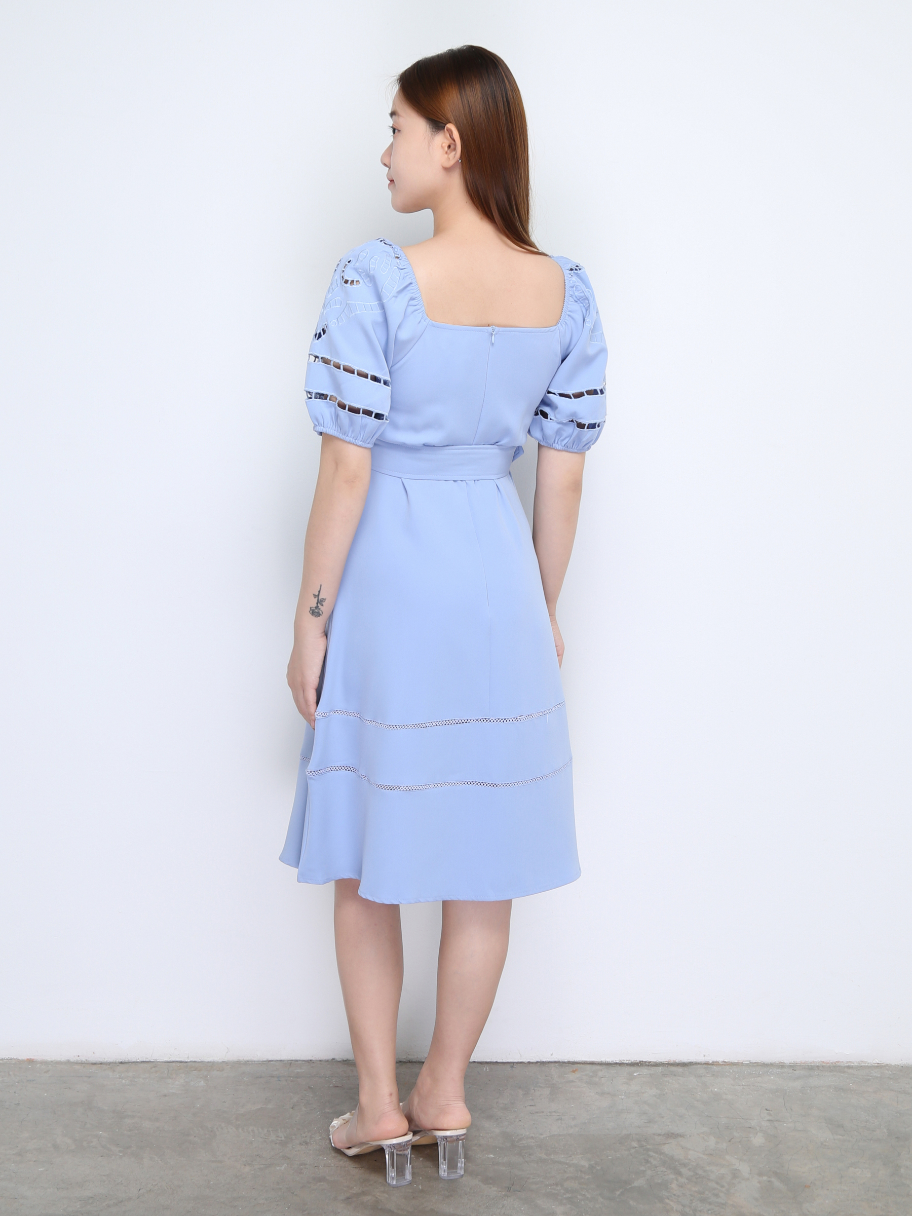 Puff Sleeve With Belt Dress 22634