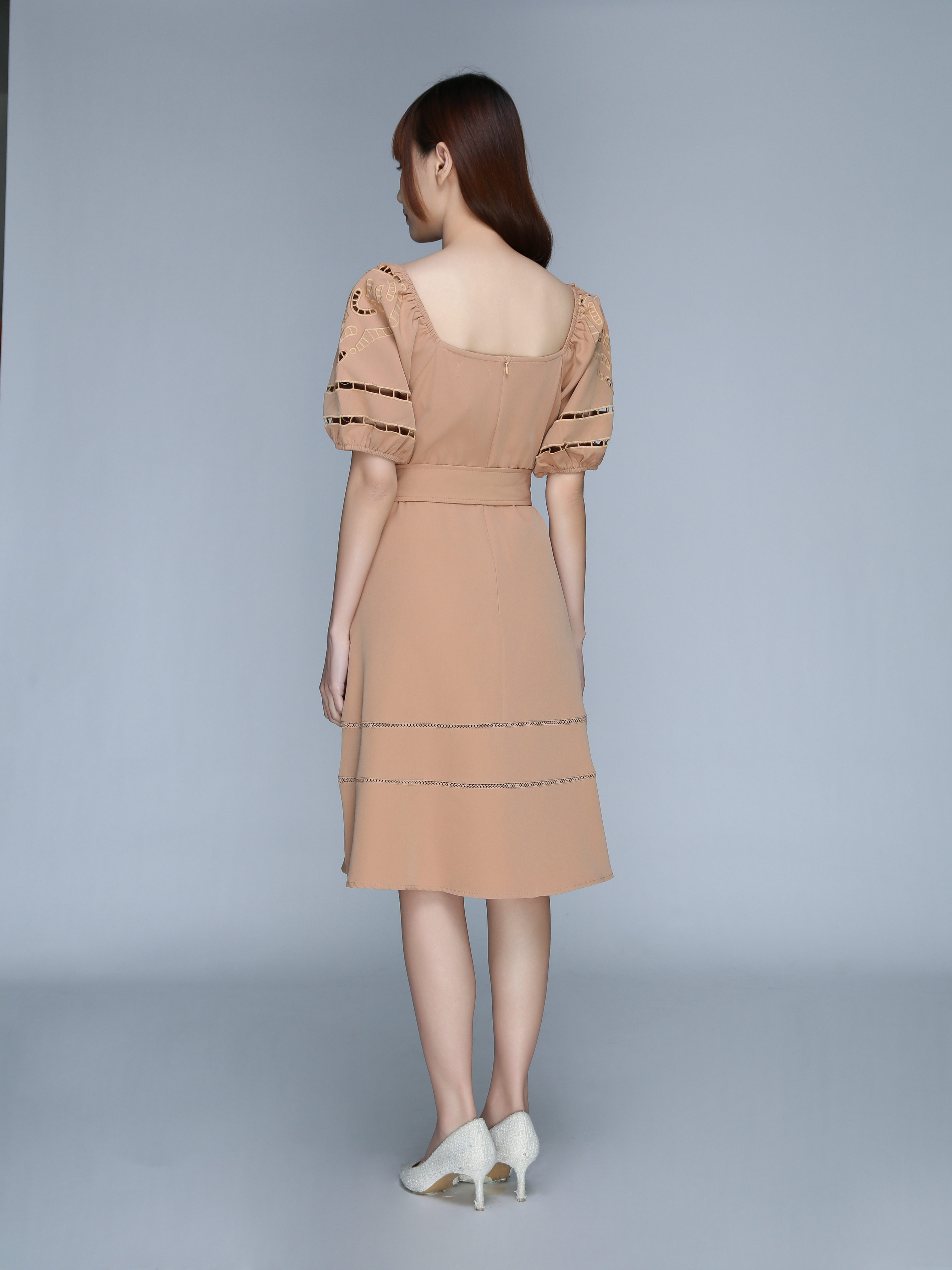 Puff Sleeve With Belt Dress 22634