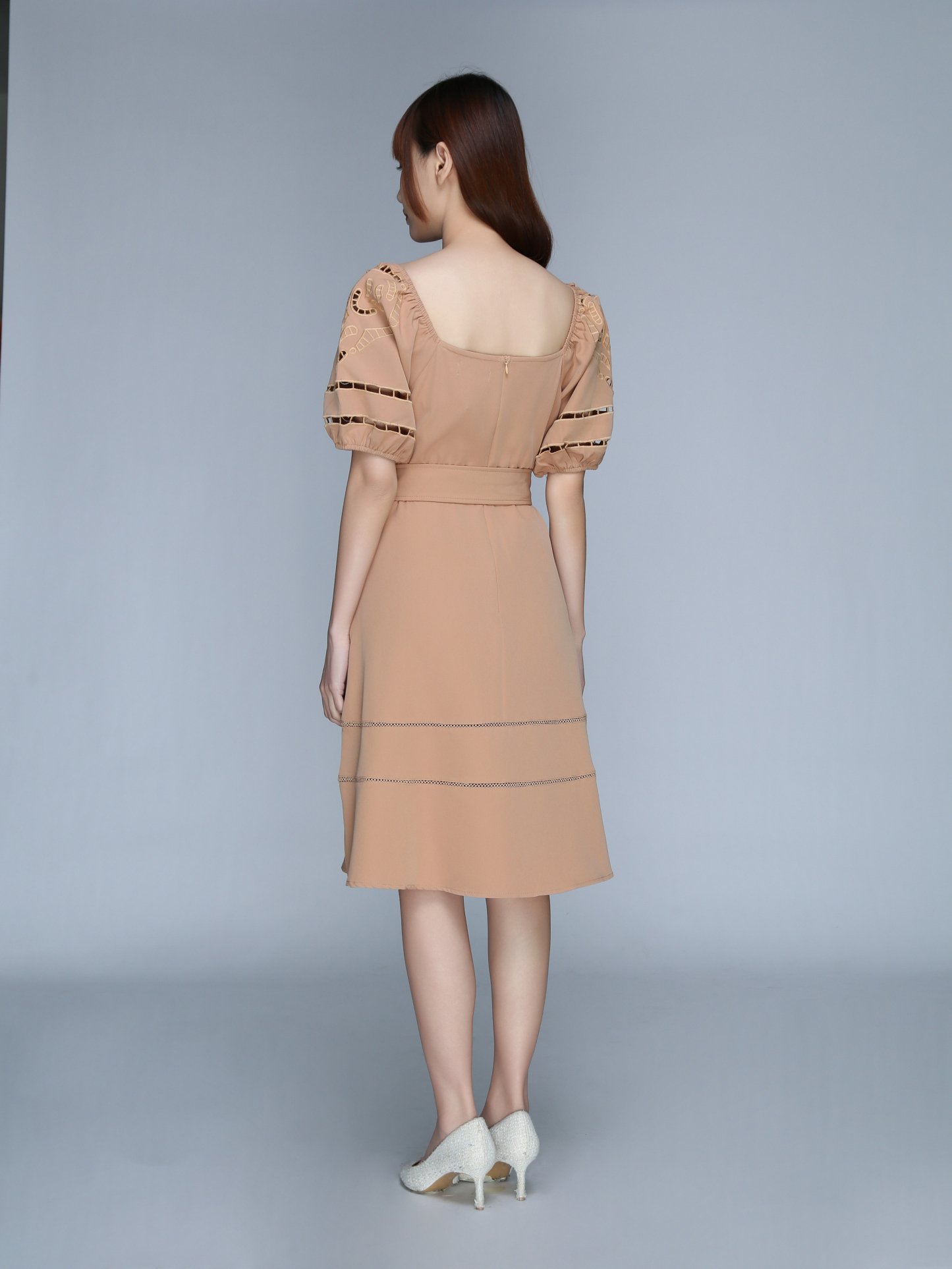 Puff Sleeve With Belt Dress 22634