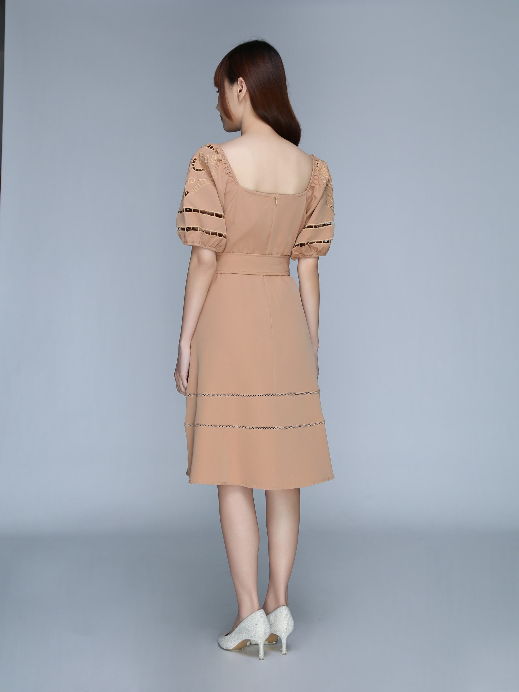 Puff Sleeve With Belt Dress 22634
