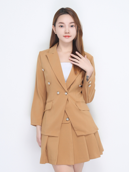 Long Sleeve With Front Decorative Button Blazer 22635