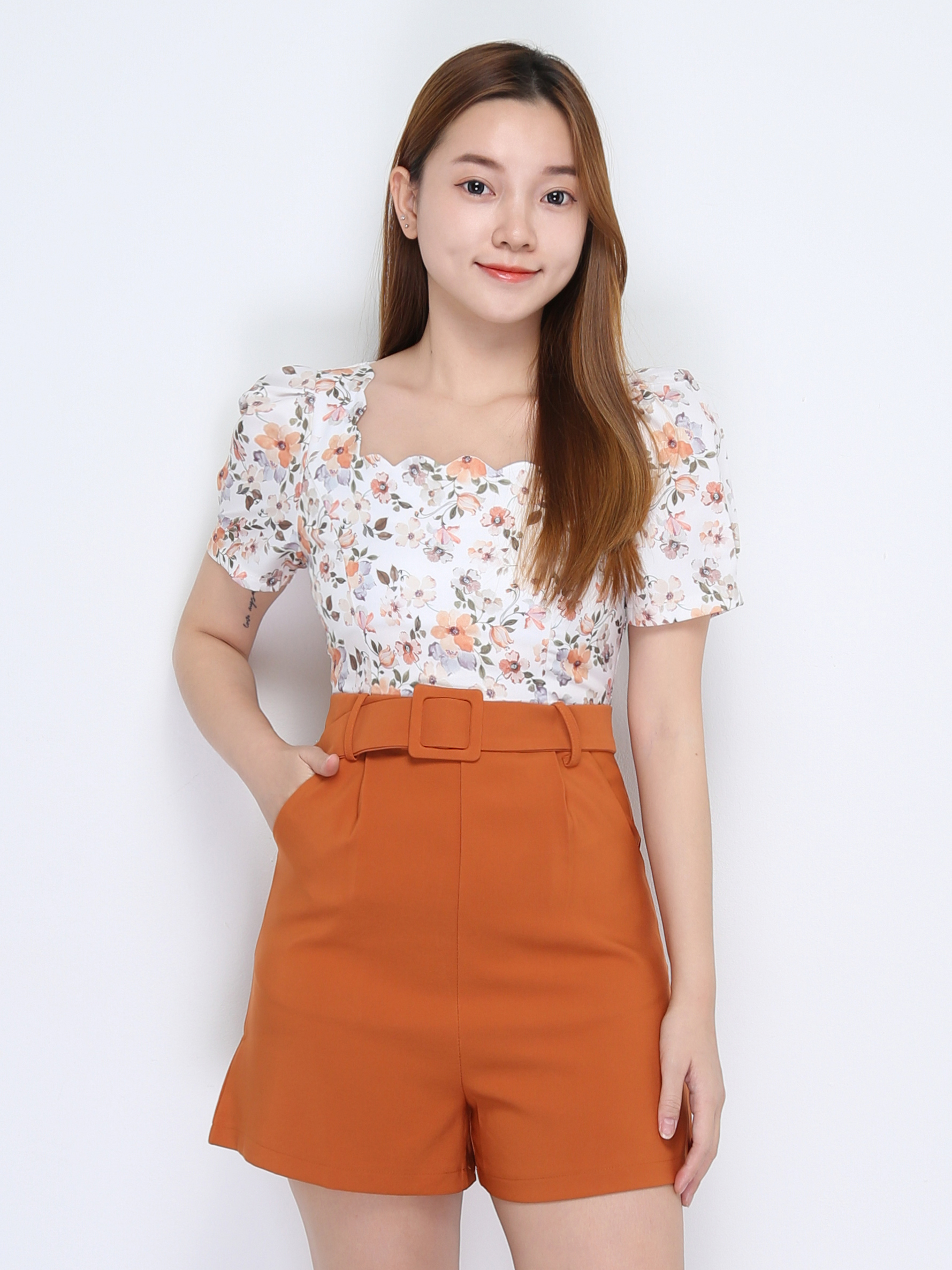 Short Sleeve With Attached Belt Dress 22638