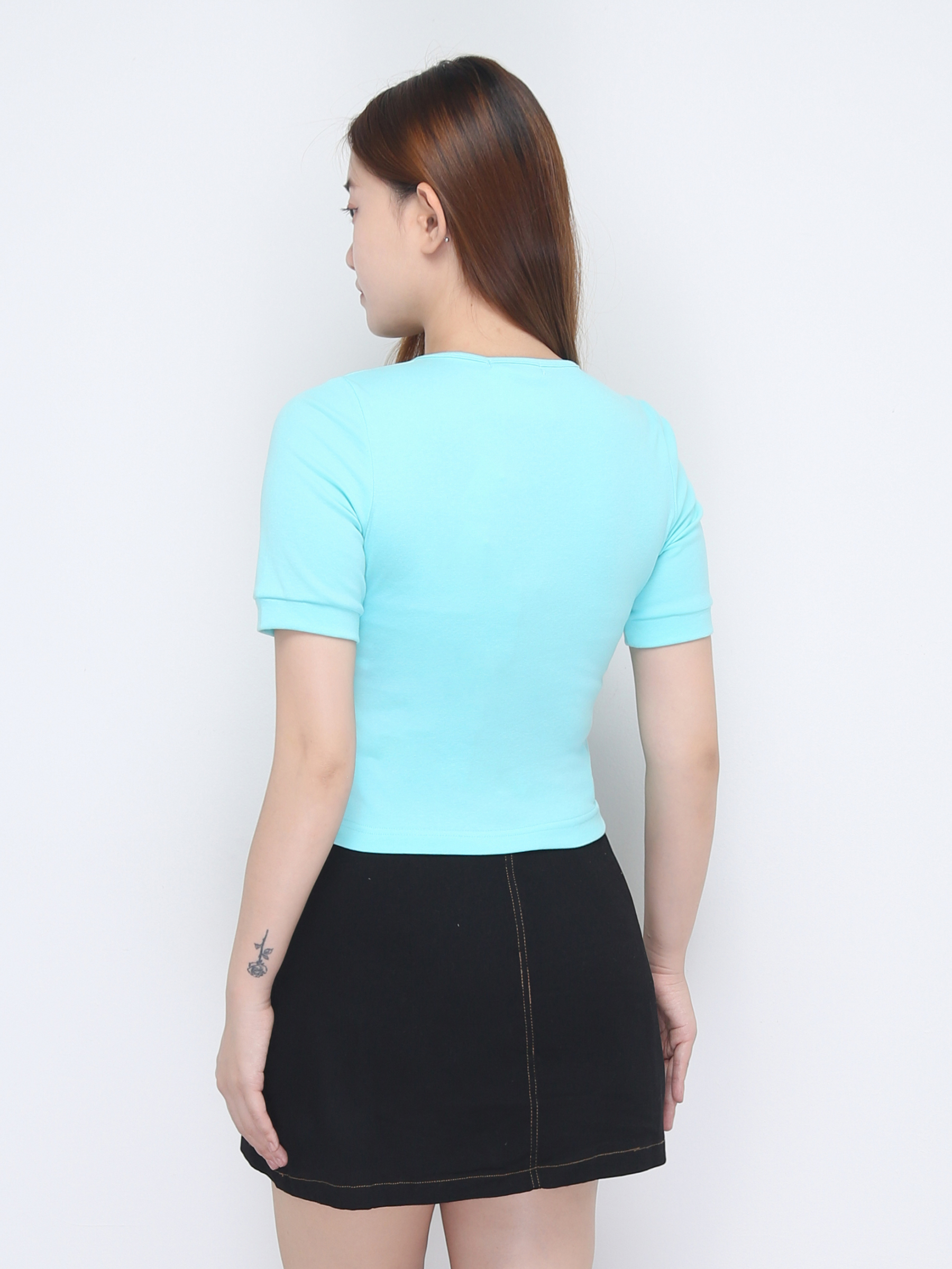 Short Sleeve Plunging Neckline Top 22640