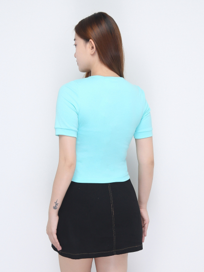 Short Sleeve Plunging Neckline Top 22640