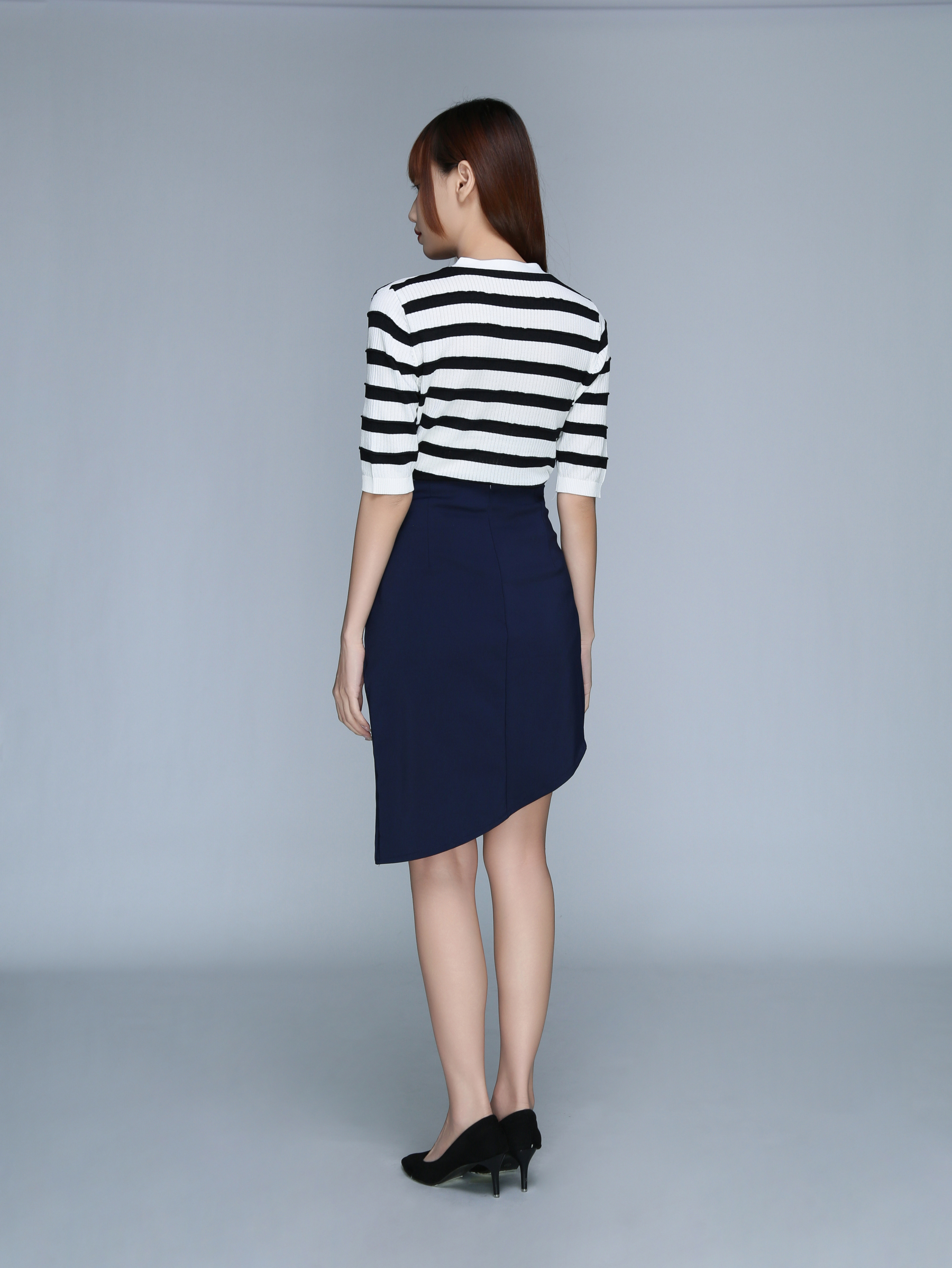 Front Button Stripes Lace Top 22644