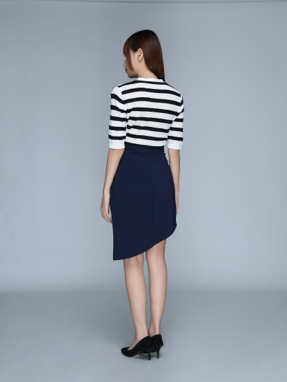 Front Button Stripes Lace Top 22644