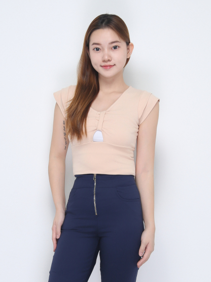 Short Sleeve Tie Up Top 22651