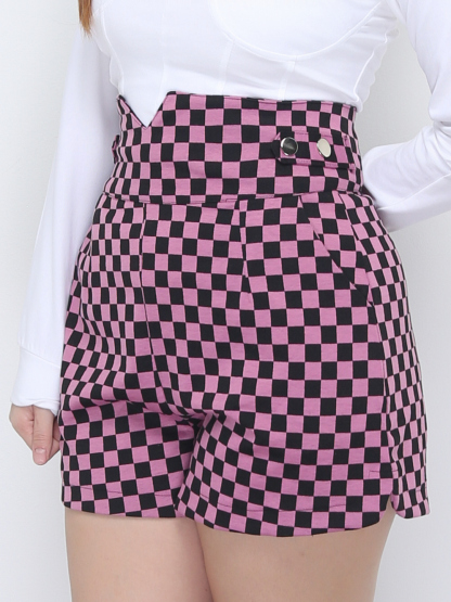 High V Waist With Decorative Button Front Pocket Short Pant 22728