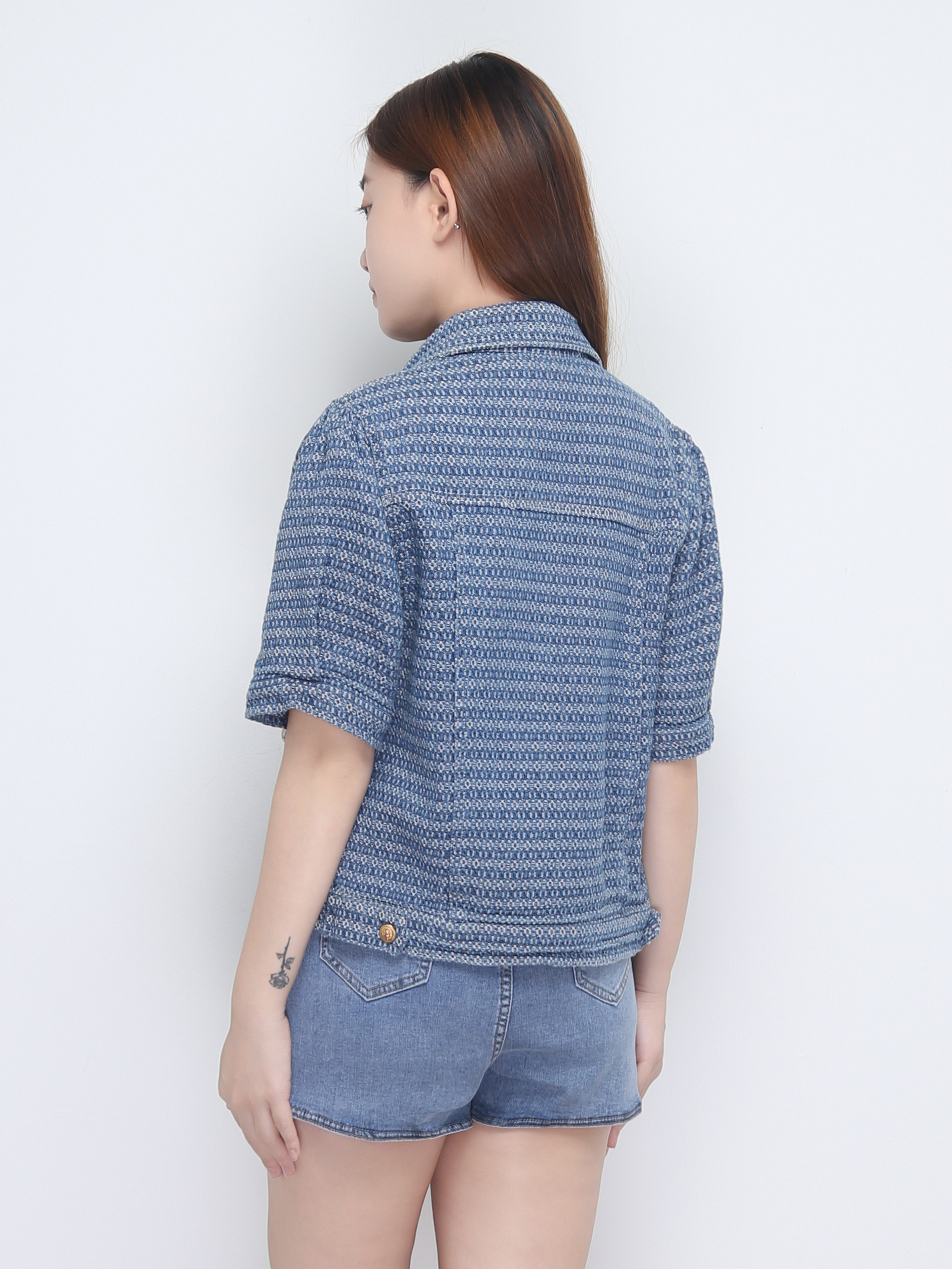 Short Sleeve Colllar Front Button Top 22666