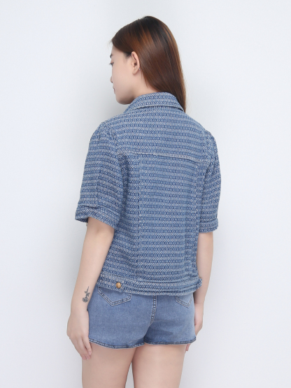 Short Sleeve Colllar Front Button Top 22666