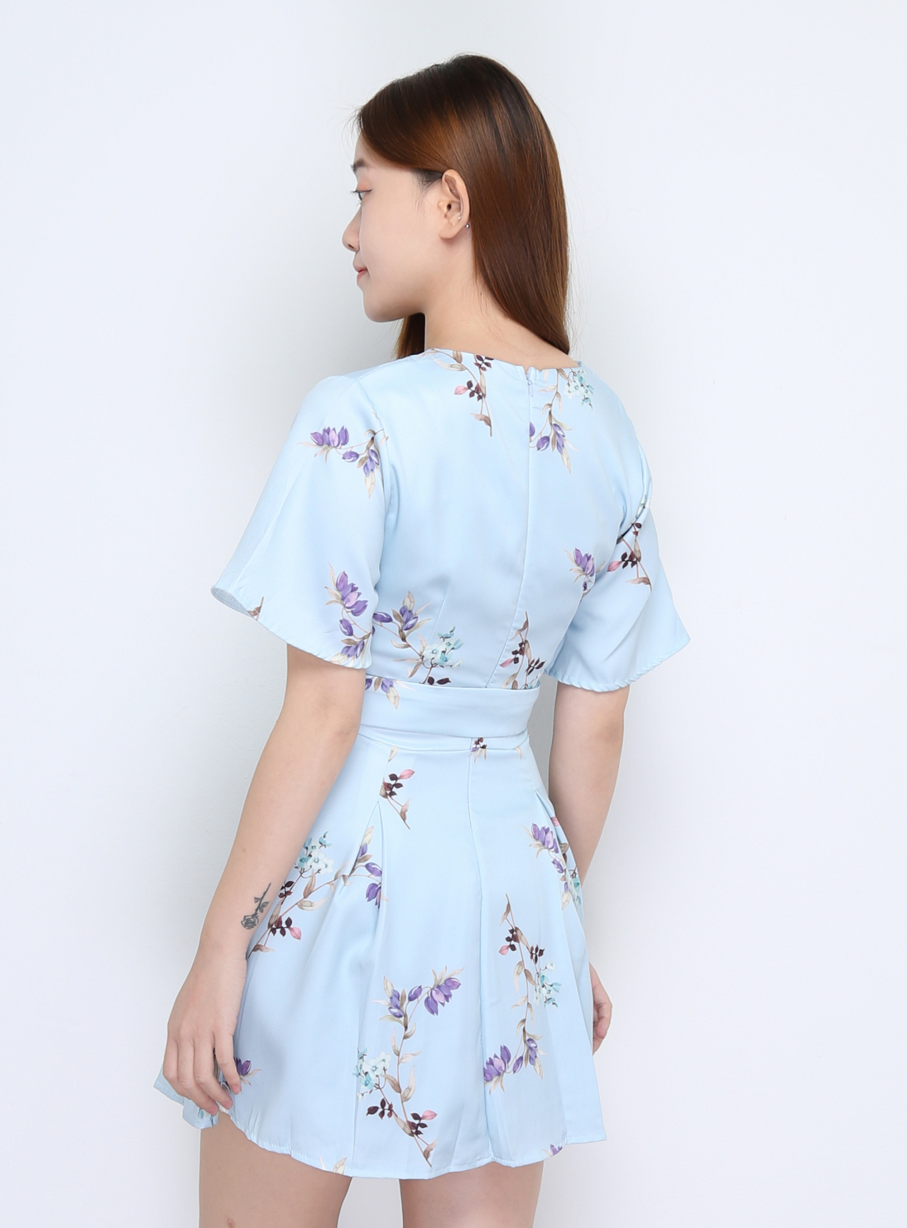 Short Sleeve With Decorative Belt Wrap Dress 22697