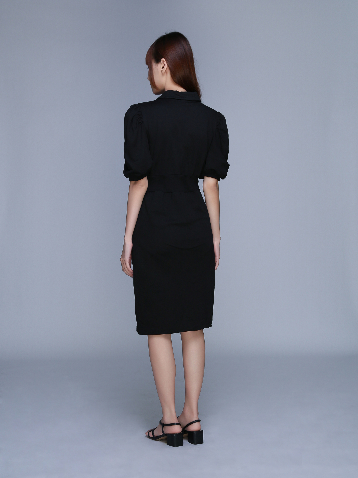 Short Sleeve Front Button Split Dress 22708