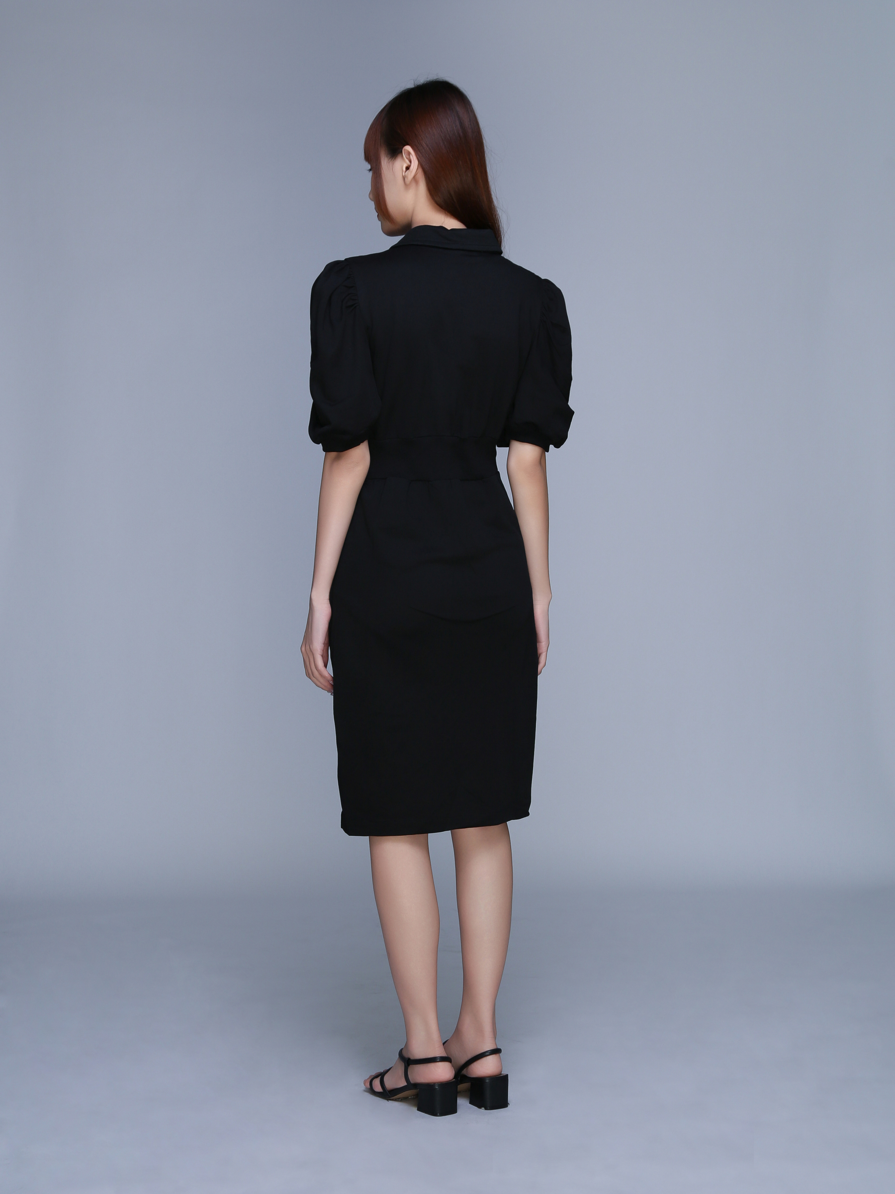 Short Sleeve Front Button Split Dress 22708