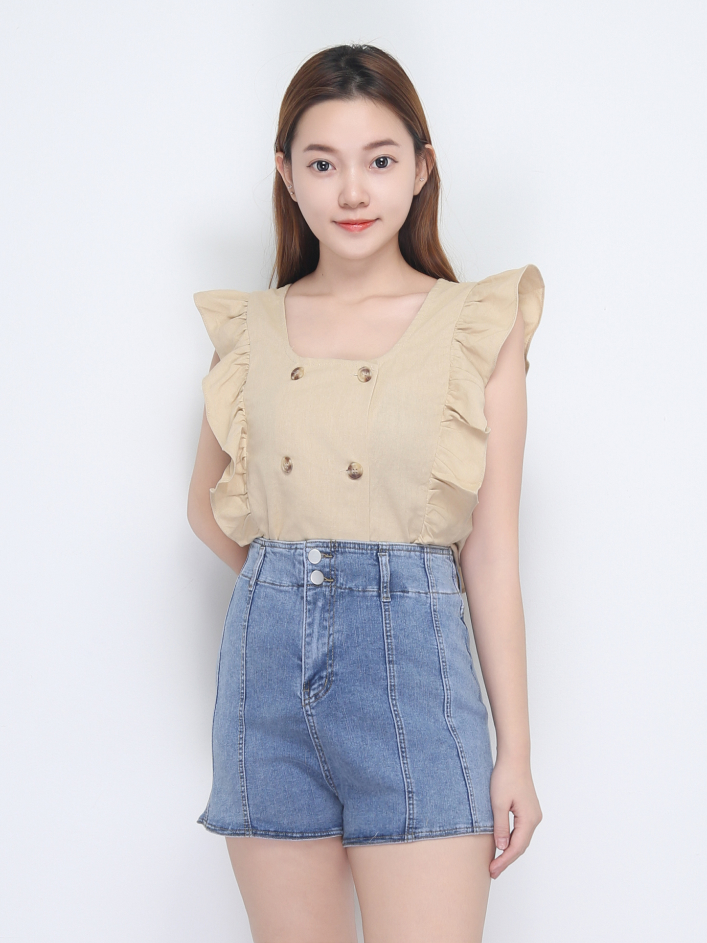 Ruffles Decduan Front Button Top 22710